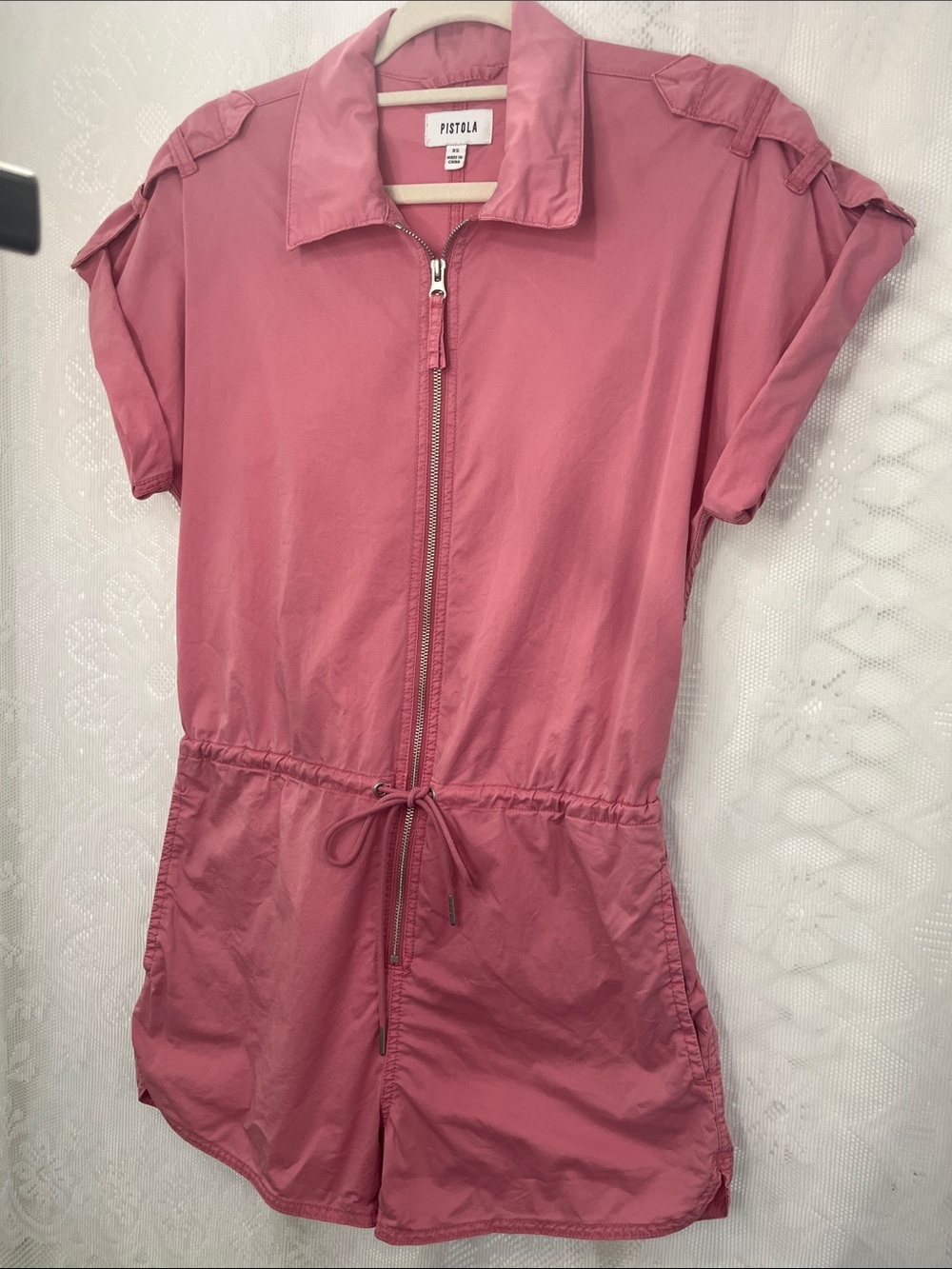 Pistola zip front adjustable waist Romper oversized XS